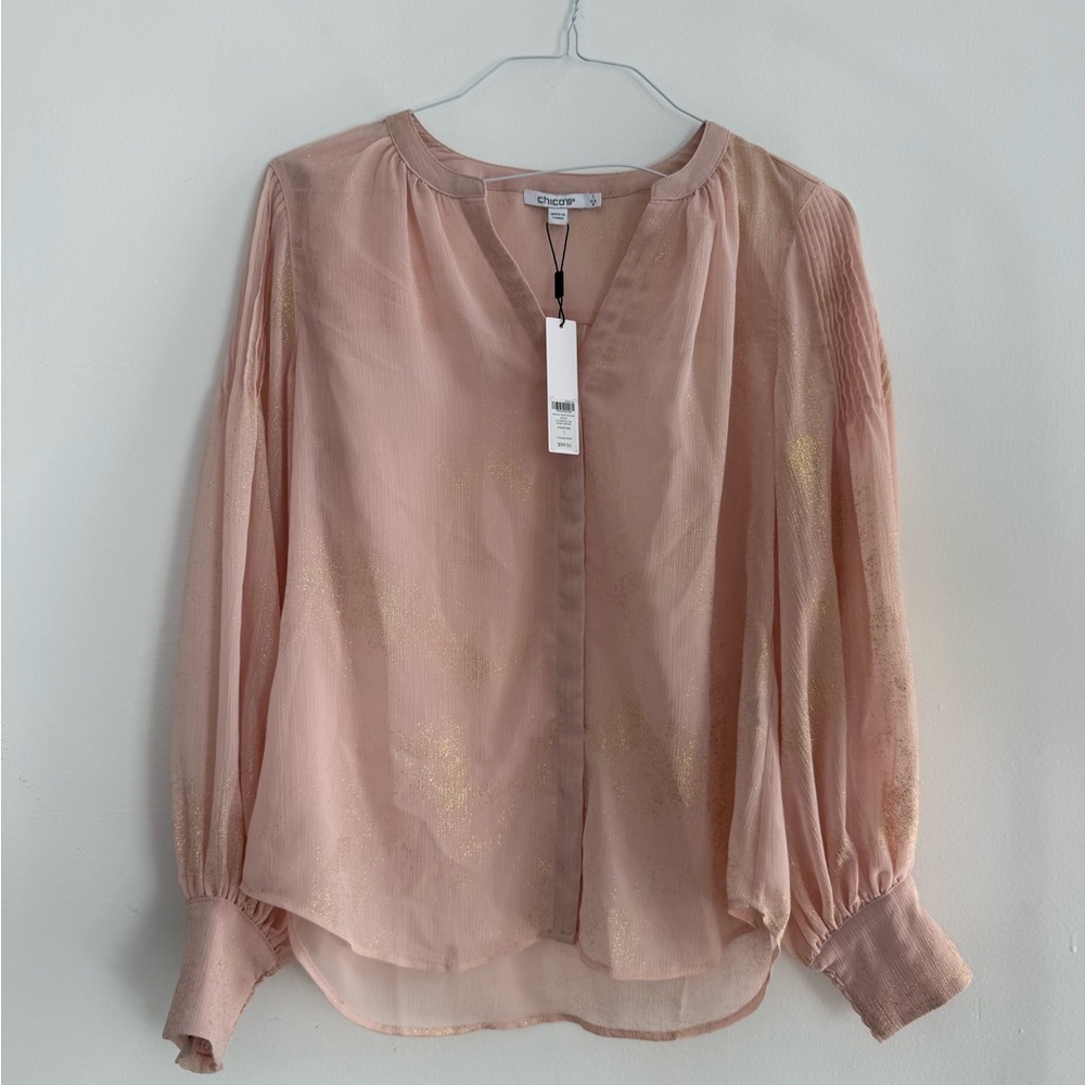 NWT Chicos Blush Pink Sheer Women's Top